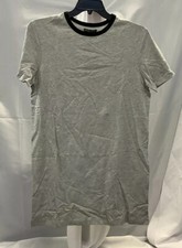 Brave Soul Womens Short Sleeve Crew Neck Light Gray Black T-Shirt Dress Size 12