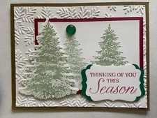 Winter woods holiday Christmas greetings card kit of 6 made w/ Stampin' Up