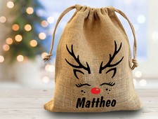 Nikolaussäckchen Aus Jute - 2 Stück Weihnachtsgeschenkbeutel 41,5x24 Cm Mit Kordelzug