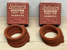 Vtg 2 Boxes Of Solitaire Red Single Lip Fruit Cannig Jar Rubbers 23 Pieces NOS