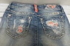 Miss Me Girls Distressed Shorts Size 14 Embroidered Pink Bling Raw Hem KE8702H