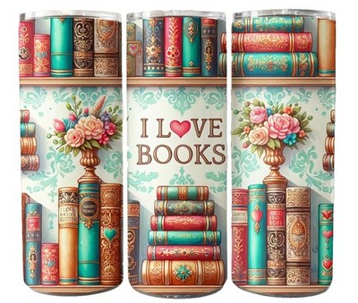 I Love Books Reading Book lover Bookish Reader 20oz Tumbler Travel Insulated