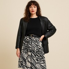 Vintage 80s Hunter Sportswear Skirt Black White Abstract Brushstroke Print Midi
