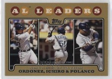 2008 Topps League Leaders Gold Border Magglio Ordonez Ichiro Suzuki #15 HOF 3f4