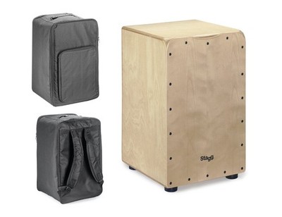 Stagg Cajon Drum, Natural Birch + Stagg Gig Bag w/ Straps