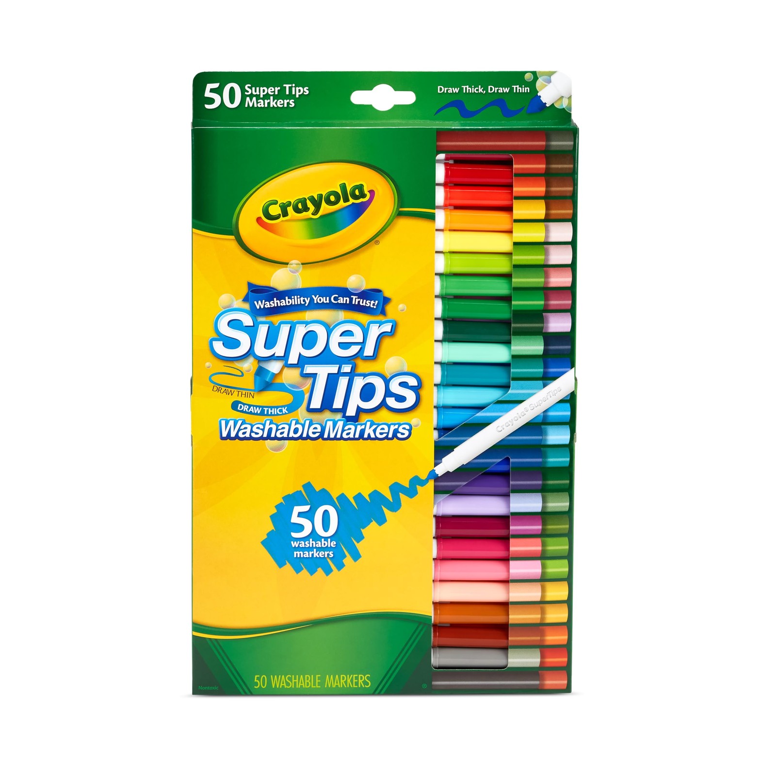 SuperTips Washable Markers Assorted Colours (Pack of 50) Premium Felt Tip Pens