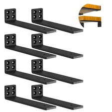 8 Pack Black 12 Inch Heavy Duty Hidden L Wall Floating Shelf Brackets