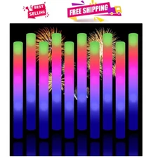 Upgraded 12 LED Foam Light Sticks: Flashing Modes for Kids' Parties & Events