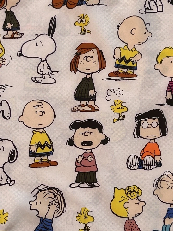 Peanuts Charlie Brown Snoopy Womens Size Small Scrub Top Peanuts Brand V-Neck - Image 3 of 4