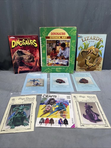 Dinosaur Dragons Lizards Lot Bundle Soft Stuff McCalls Magic Threads 80s Stencil