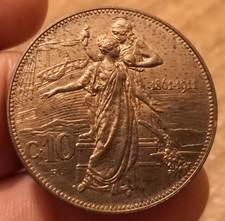 Moneta 10 Centesimi 1911 Cinquantenario, Vittorio Emanuele III, qFDC, Rif. 8711
