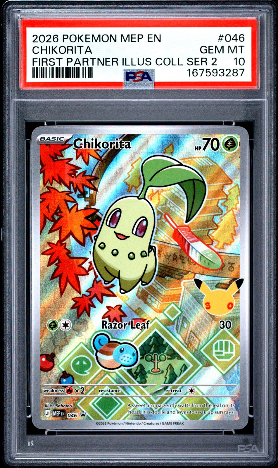 2026 POKEMON MEP EN-ME BLACK STAR PROMO #046 CHIKORITA PSA 10