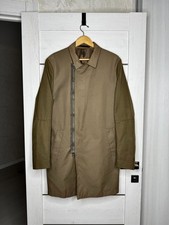 Allsaints Payne Mac Asymmetric Coat Jacket Japanese Cloth Brown Men's Size Large