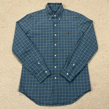 Ralph Lauren Mens Green Plaid Long Sleeve Button Up Shirt Size Small