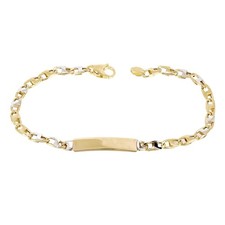 Italian 14k Two Tone Gold Engravable Baby Kids ID Bracelet 7.25" 4.7mm 3.2 grams