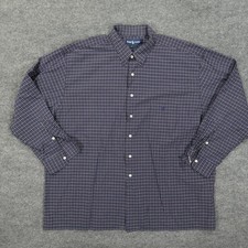 Ralph Lauren Shirt Mens Big 2X Blue Check Long Sleeve Button Down Pony