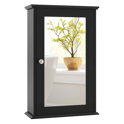 Badezimmer Medizinschrank mit Spiegel und verstellbarem Regal - Schwarz