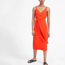 Everlane Japanese GoWeave Tank Wrap Midi Dress in Red Orange Size 00