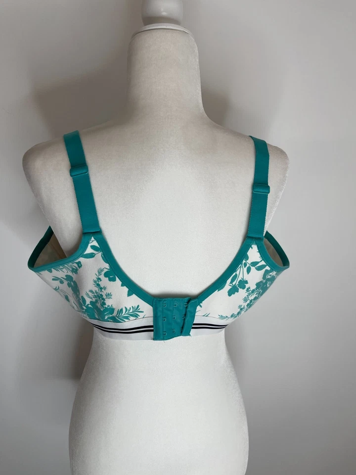 Sujetador Cacique 42C verde azulado y blanco bralette algodón sin forro cuchara inalámbrica - B5904 Foto 3 de 4