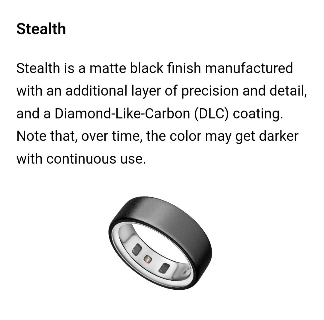 Oura Ring 4 Smart Activity Tracker Size 14, 4th Gen Stealth