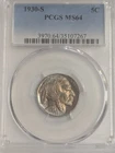 1930-S San Francisco Buffalo Nickel 5C PCGS Graded MS64 Toner UNC $315 Book