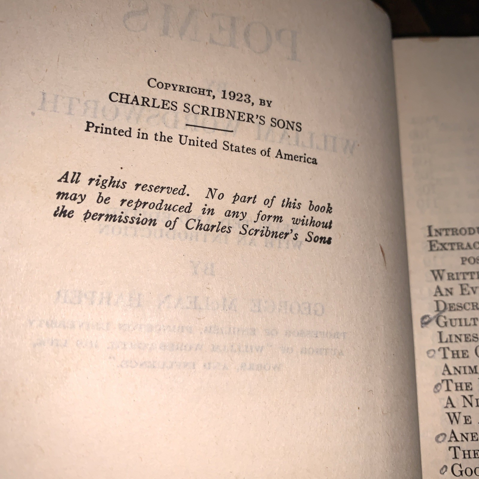 1923 Antique Classic Poetry Collection “Wordsworth's Poems”