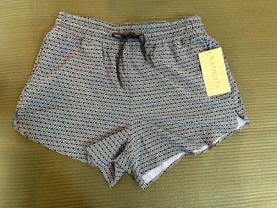 NWT Athleta Womens Crossroads Shorts, Blue / Black Print, Size Medium, Orig $65