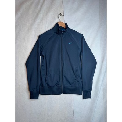 Nike The Athletic Dept Mens Track Jacket Navy Blue Teal Swoosh Full Zip Large