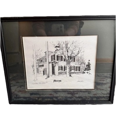 Yale University  Morys  Club Framed Pen & Ink Print Signed #127/300 By Geo Love