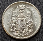 1964 Canada Silver 50-Cent Half Dollar Coin - BRILLIANT UNC - 80% Silver