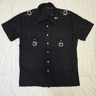 Dead Threads Mens Sz M Goth Button Down Shirt Buckles Punk Rock Alt