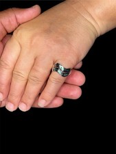 925 Sterling Silver Abalone Shell Ring Size 7.5 Wave Design