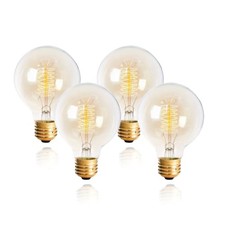 Incandescent Light Bulbs 60 watt, Vintage Edison Bulbs/G25 Style, G80 4 Pack