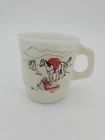 Vtg Anchor Hocking Allegheny Mountain Championship Rodeo Cowboy Milk Glass Mug
