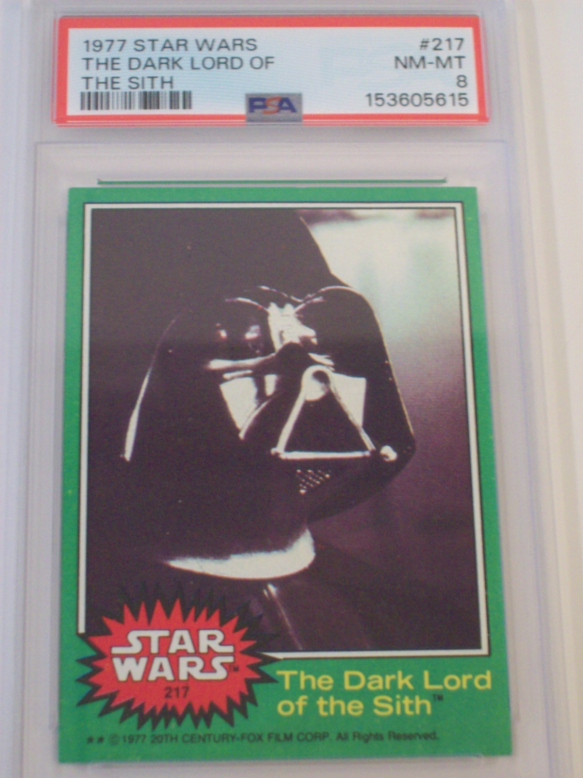 1977 Topps Star Wars Darth Vader Dark Lord of the Sith # 217 PSA 8 NM-MT Green