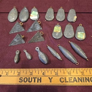 Lot of Lead Bullet Weight  ~ Misc Fishing Sinker Weights & Tacklebox 
