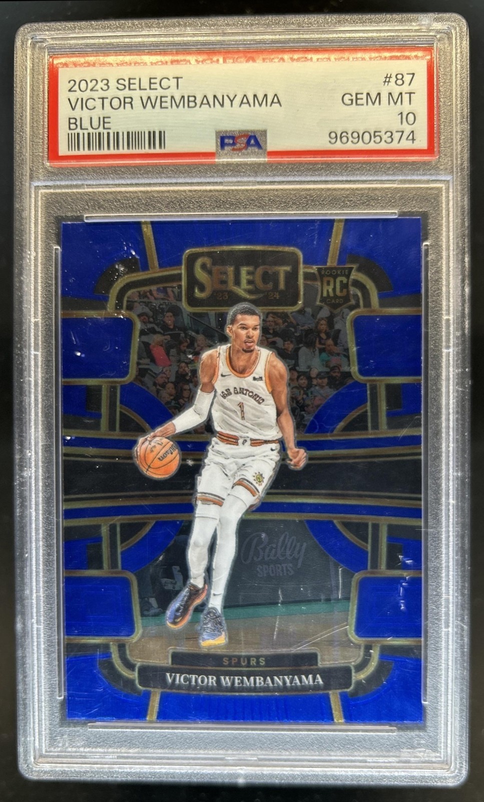 2023-24 Panini Select Victor Wembanyama RC Blue Prizm Concourse #87 Spurs PSA 10 view 1