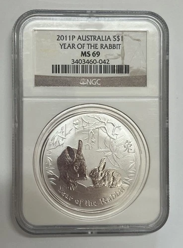 2011 Australia Year of the Rabbit 1oz Silver Coin NGC MS69