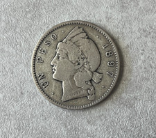 1897 Dominican Republic 1 One Peso - Silver L2
