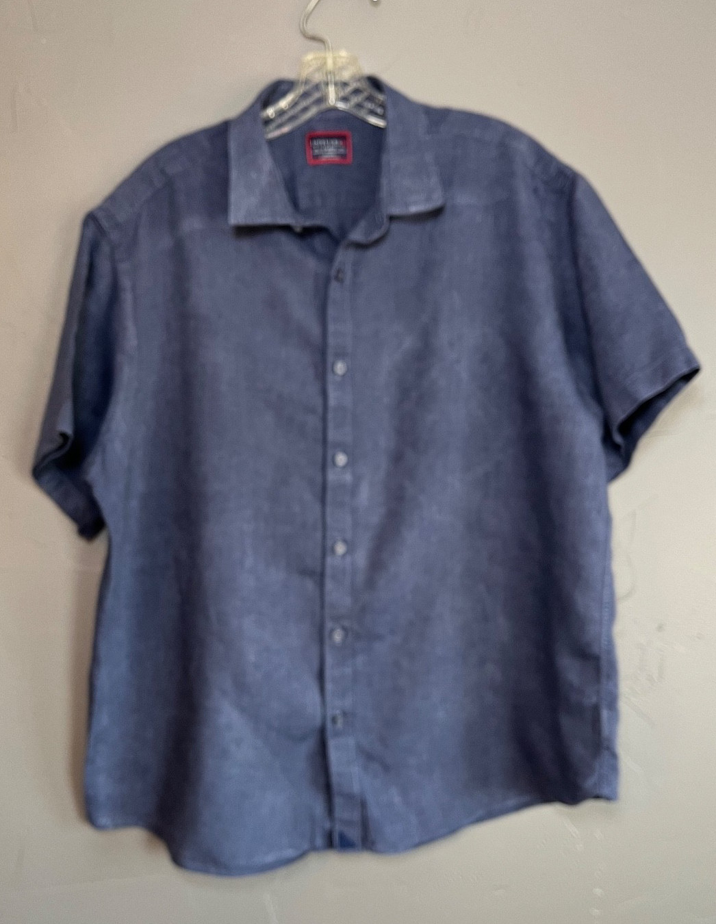Untuckit Linen Shirt Men's Size XL Blue Short Sleeve Button-up