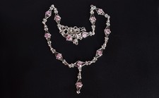 925 Sterling Silver Vintage Style Pink Quartz Necklace Handmade Jewelry Gift Her
