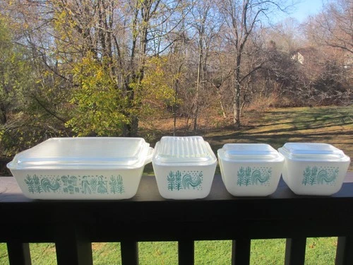 Pyrex Amish Butterprint Refrigerator Dish Set w/Lids 2x 501, 502 & 503