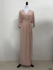 ASOS Women's Elastic Waist Stretch Pull On Kimono Wrap Maxi Dress Nude Size 14