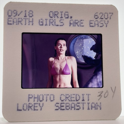#ad #ad 35mm Slide Geena Davis in Bikini Earth Girls Are Easy 80s Movie Publicity #7 $18.95