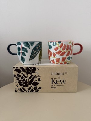 Neu Habitat X Kew Garden Botanischer Kaffeebecher Blumen Steinzeug Auslaufbecher