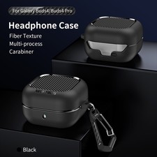 Fiber Pattern Earbuds Case Carabiner Fr Samsung Galaxy Buds 4/4 Pro/3/3 Pro/3 FE