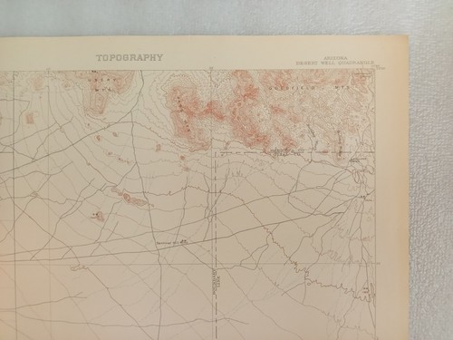 ANTIQUE ORIGINAL DESERT WELL ARIZONA USGS GEOLIGICAL TOPO TOPOGRAPHICAL MAP 1906 - Picture 2 of 6