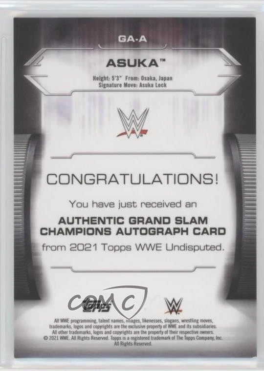 2021 Topps WWE Undisputed Grand Slam Champions Auto Blue /25 Asuka #GA-A Auto - Image 2 of 2