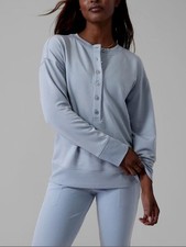 Athleta Women's Soft Slate Blue Henley Sweatshirt