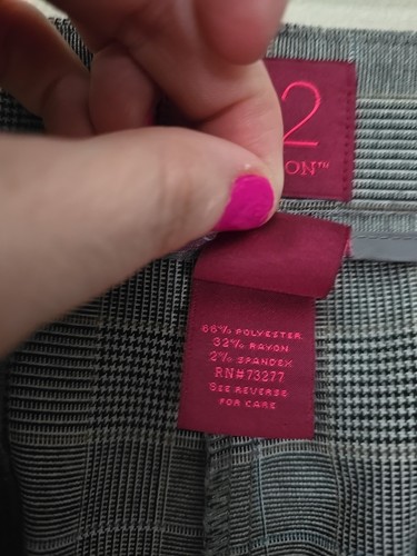 212 Collection Gray Plaid Straight Leg Curvy Fit Trouser Pants Womans Size 24W - Picture 5 of 5